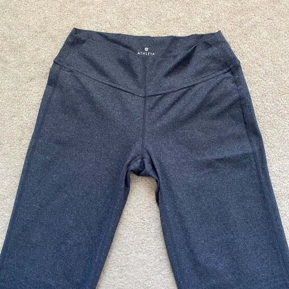 Athleta Fusion S Gray Heather Yoga Flare Wide Leg Pants Athleisure Flap Pockets - Picture 6 of 12